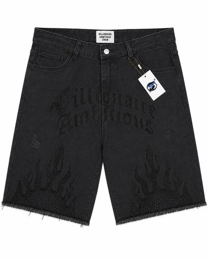 Billionaire Ambitious (rhinestones) Flame Jorts