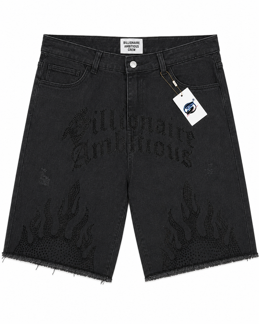 Billionaire Ambitious (rhinestones) Flame Jorts