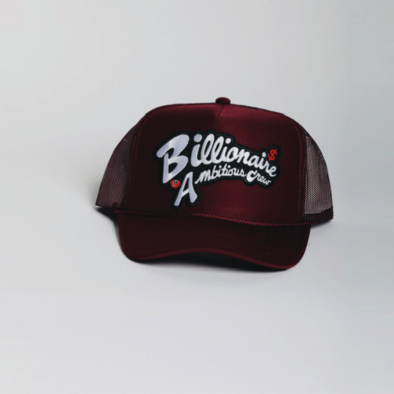 Embroidery Burgundy Billionaire Trucker
